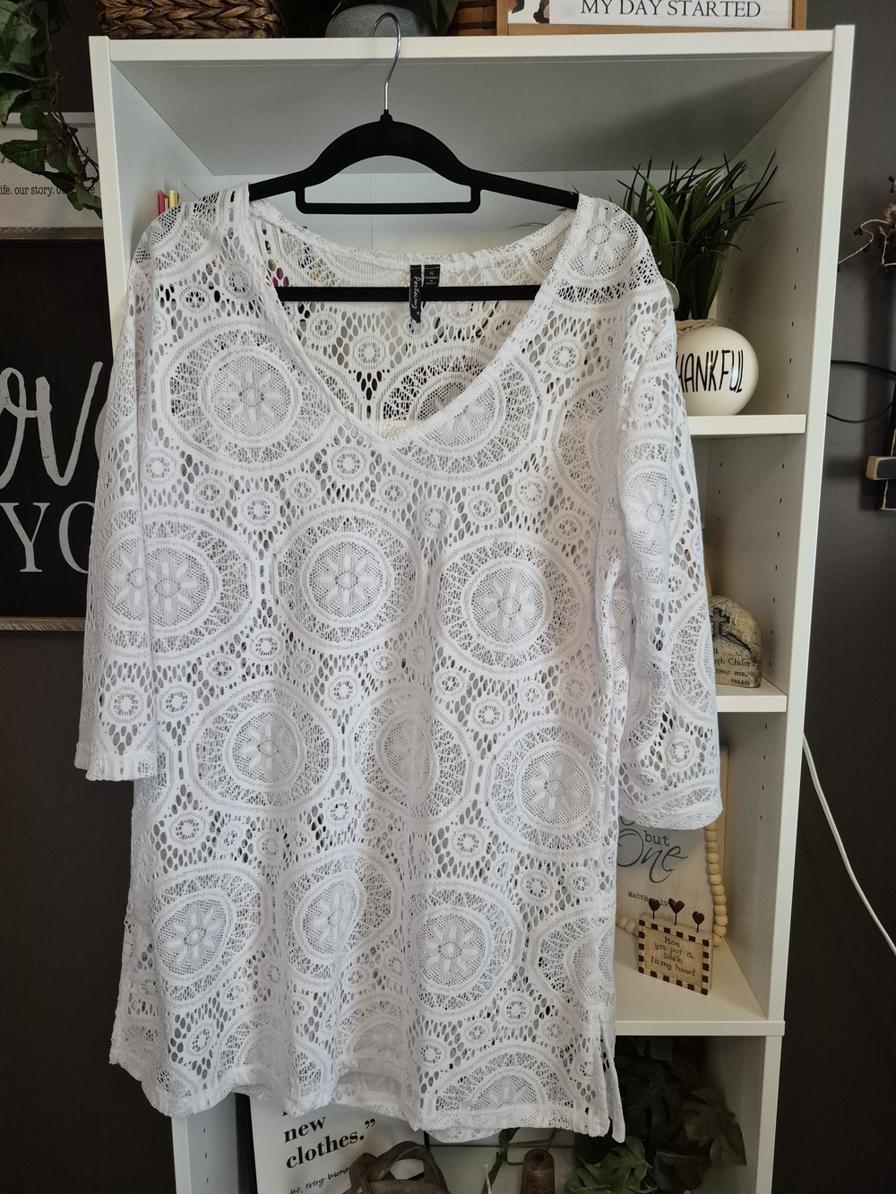 White Crochet Lace Women’s Top - Lightweight Elegant Tee